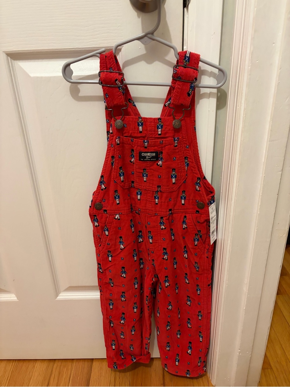OshKosh B'gosh Red Nutcracker Print Overalls
